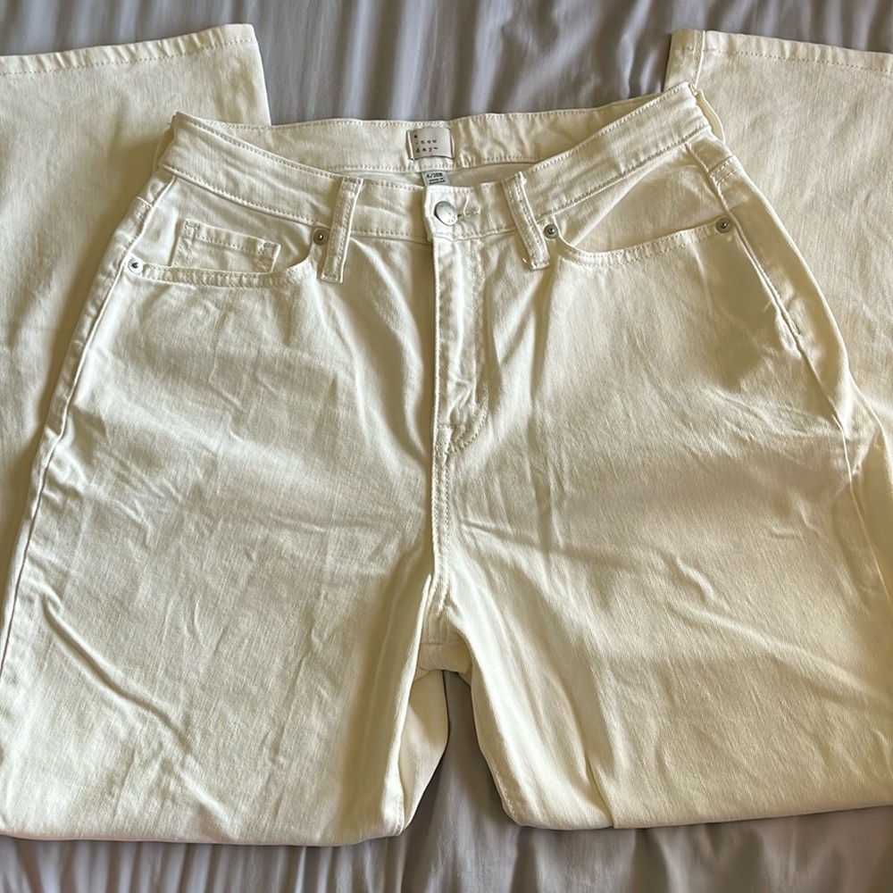 white/cream wide leg jeans